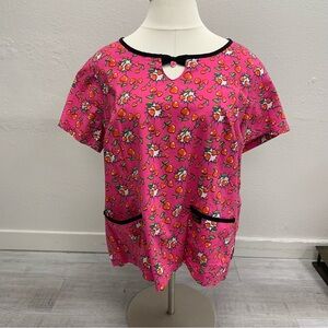 Betsey Johnson “cherry pow” scrub top.  Size 3x